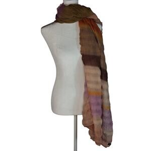 Boho 64 Inch Long Sheer Scarf Earthy Tones Color Gradient Soft Wide Flowy Drape